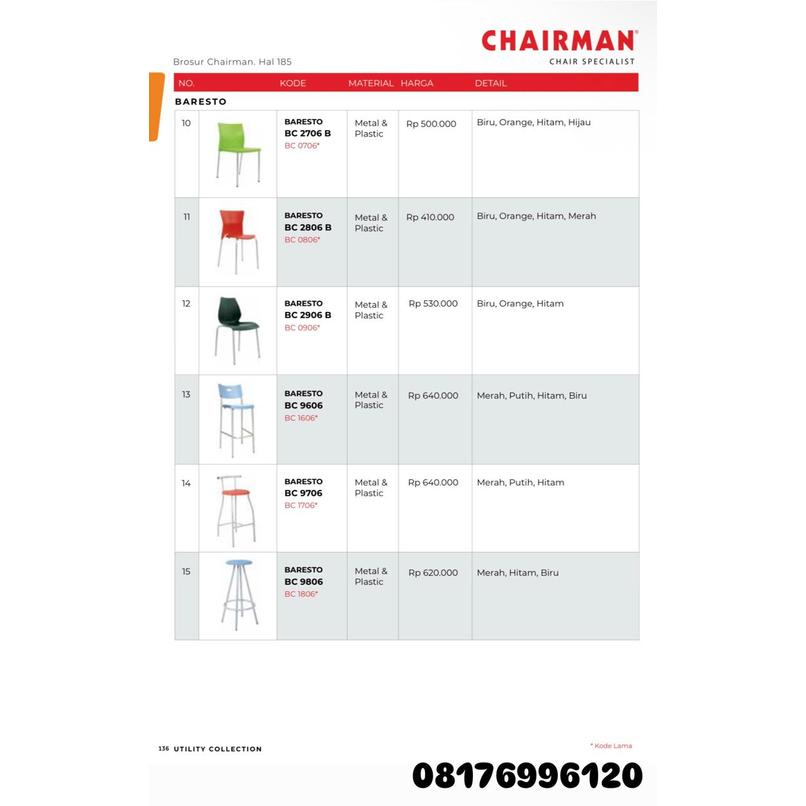 Kursi Kantor Chairman BARESTO BC 2706 B 2806 B 2906 B 9606 9706 9806