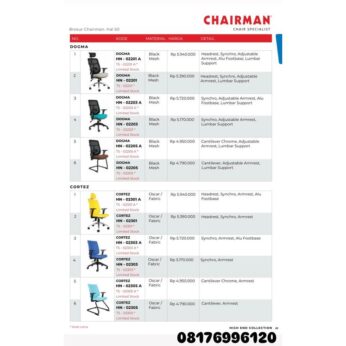 Kursi Kantor Chairman DOGMA HN 02201 A 02201 02203 A 02203 02205 A 02205 & CORTEZ HN 02301 A 02301 02303 A 02303 02305 A 02305