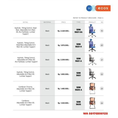 Kursi Kantor Chairman Ecos SBM 9601 HA SBM 9601 H SBM 9601 A SBM 9601 SBM 9605 A SBM 9605