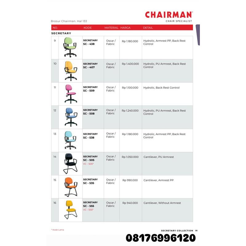 Kursi Kantor Chairman SECRETARY SC 438 407 509 508 538 505 535 555