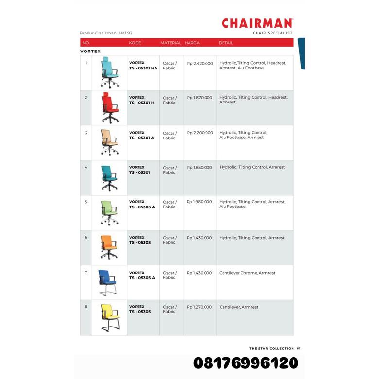 Kursi Kantor Chairman VORTEX TS 05301 HA 05301 H 05301 A 05301 05303 A 05303 05305 A 05305