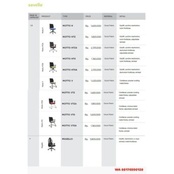 Kursi Kantor Savello MOTTO H HTZ HTZA HTO HTOA V VTZ VTZA VTO VTOA & MUGELLO