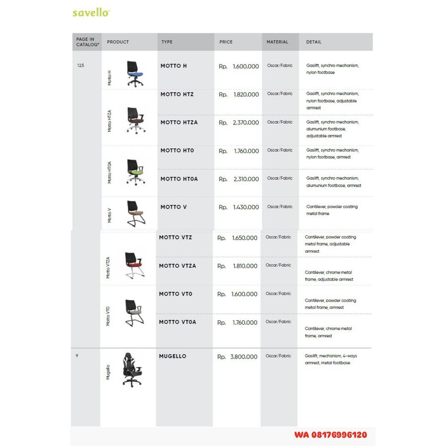 Kursi Kantor Savello MOTTO H HTZ HTZA HTO HTOA V VTZ VTZA VTO VTOA & MUGELLO