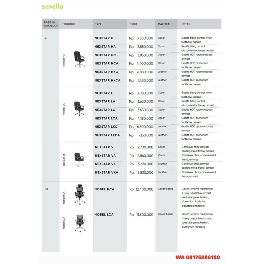 Kursi Kantor Savello NEXSTAR H HA HC HCA HKC HKCA L LA LC LCA LKC LKCA V VA VK VKA & NOBEL HCA LCA