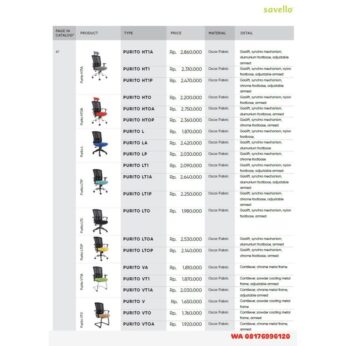 Kursi Kantor Savello PURITO HT1A HT1 HT1P HTO HTOA HTOP L LA LP LT1 LT1A LT1P LTO LTOA LTOP VA VT1 VT1A V VTO VTOA