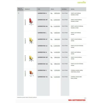 Kursi Kantor Savello SUPERSTAR H HP HA L LP LA G GP GA V VA