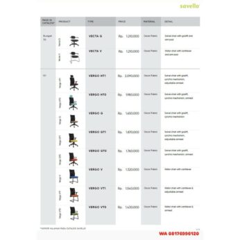 Kursi Kantor Savello VECTA G V & VERGO HT1 HT0 G GT1 GT0 V VT1 VT0