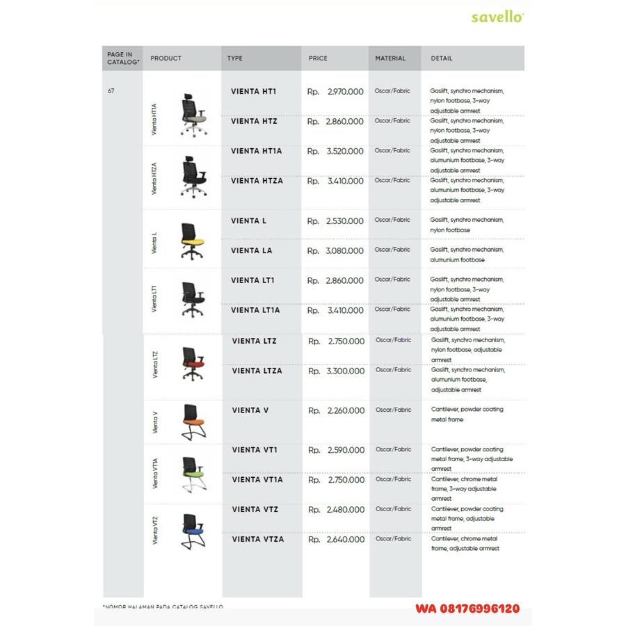 Kursi Kantor Savello VIENTA HT1 HTZ HT1A HTZA L LA LT1 LT1A LTZ LTZA V VT1 VT1A VTZ VTZA