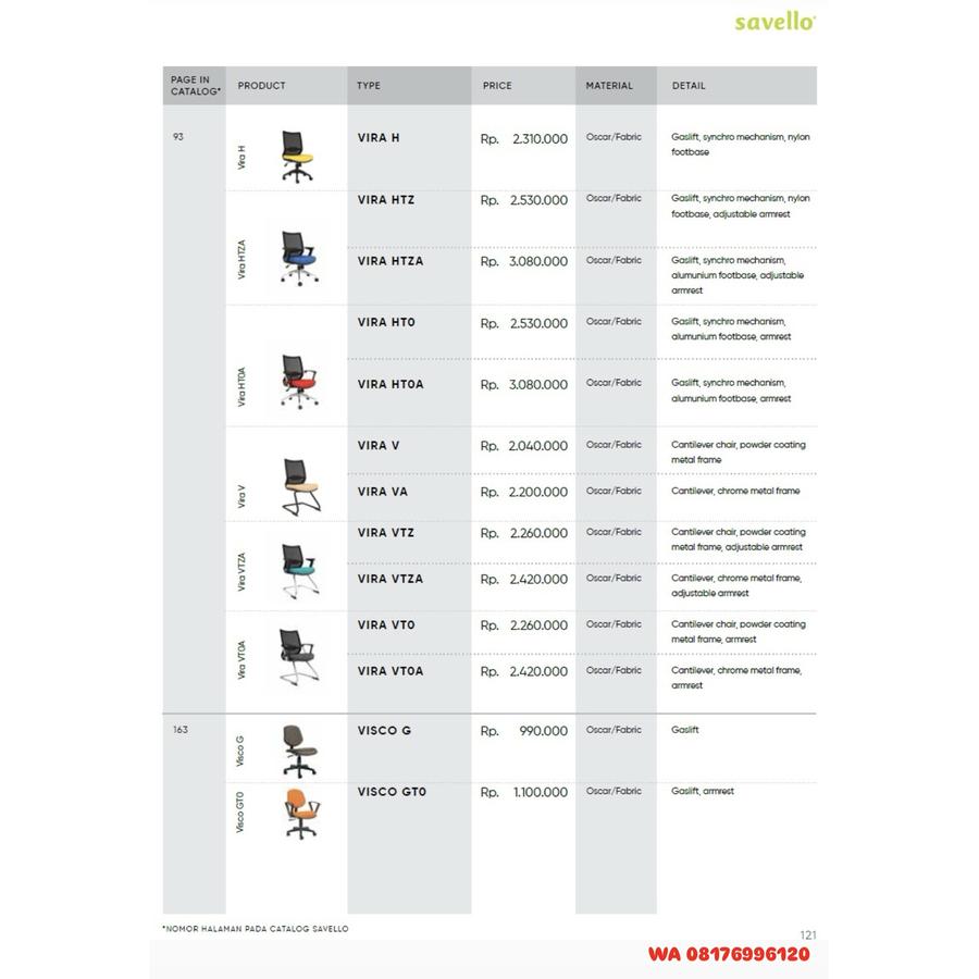 Kursi Kantor Savello VIRA H HTZ HTZA HT0 HT0A V VA VTZ VTZA VT0 VT0A & VISCO G GT0