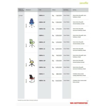 Kursi Kantor Savello XIBRA H HP HA L LP LA G GP GA V VA
