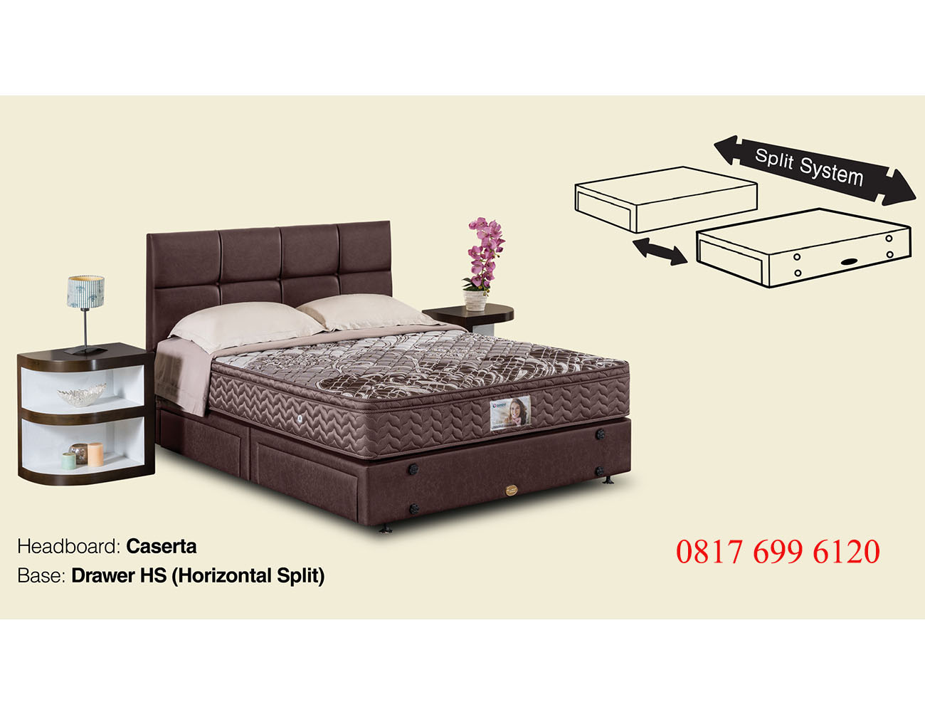 Springbed Guhdo Standard Plush TOP Base Drawer HS (Horizontal Split) - Caserta